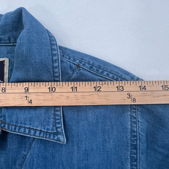 Harley-Davidson Biker Blues Womens Chambray Cropped Tie Front Shirt Y2K S - Picture 12 of 12